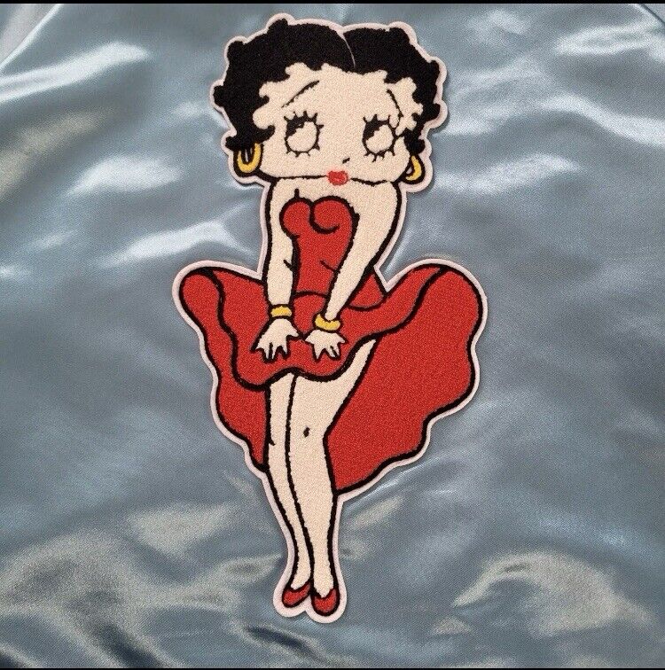SUPREME BETTY BOOP SATIN CLUB JACKET LIGHT BLUE SS16 LARGE L SUPREME BETTY BOOP SATIN CLUB JACKET LIGHT BLUE SS16 LARGE L