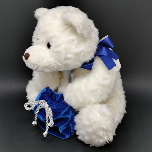 Gund 2000 Zales Diamond Bear White 11" Plush Toy Animal Blue Bag NO PAPER TAG - Picture 5 of 13