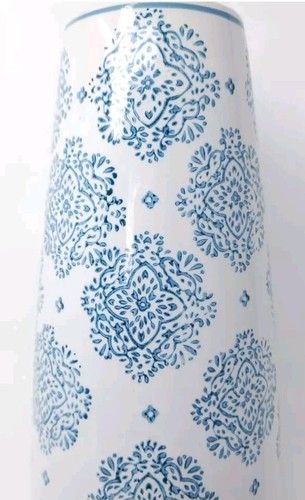 Home Essentials Flower Vase for Dry Flowers Blue Pad Print 15", Stoneware - Picture 4 of 6