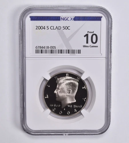 Proof 10 UCam 2004-S CLAD Kennedy Half Dollar 50c NGC X NGCX