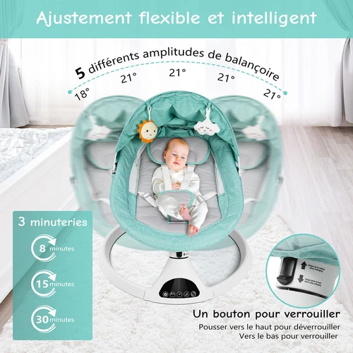 Multifunktion Babywippe Elektrisch Babyschaukel mit Fernbedienung & 5-Punkt-Gurt - Bild 16 von 37