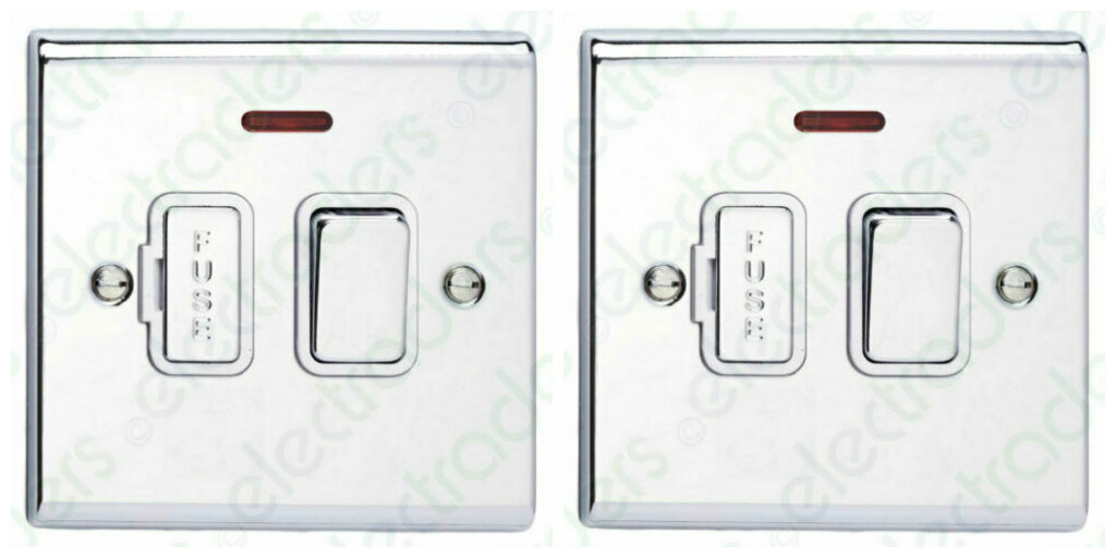 2 x Deta SD1371CHW Switched Spurs with Neon -13A (Polished Chrome White Inserts)
