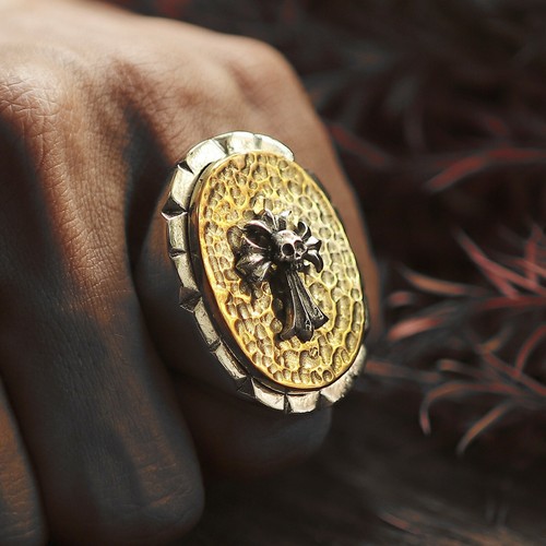 cruz crucifijo anillo gótico plata esterlina 925 escudo motociclista hombre vikingo celta 9 - Imagen 2 de 13