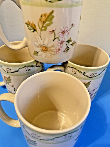 4 TRACEY PORTER "COTTAGE TRELLIS" MUGS HIBISCUS DOGWOOD FLORAL - Picture 7 of 7