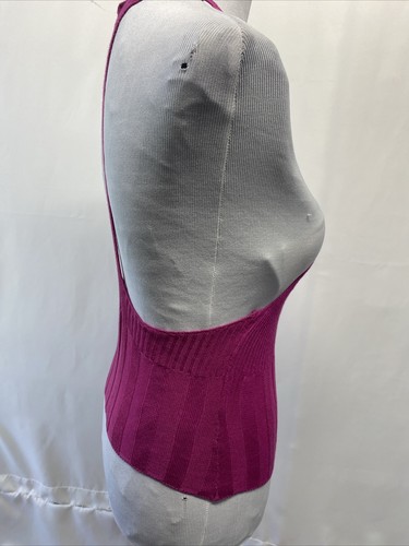 Intimately Free People Women’s Medium Magenta Knit Halter Ribbed Crop Top - Picture 9 of 13
