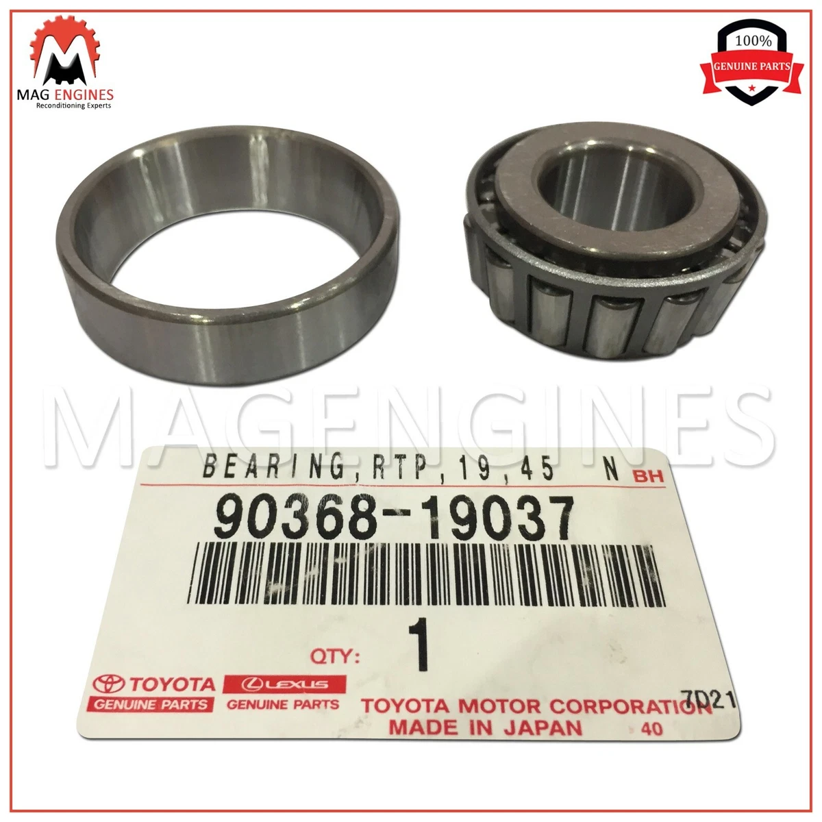 90368-19037 GENUINE OEM BEARING (FOR FRONT AXLE HUB OUTER), RH/LH 