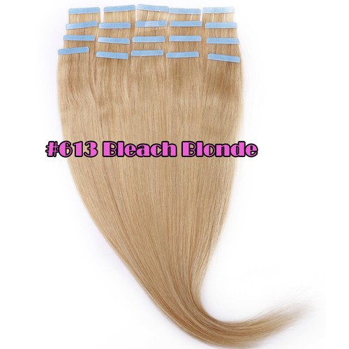 20-60pcs Tape In Glue Human Hair Extensions Remy Skin Weft Full Head Medium Long - Picture 28 of 66