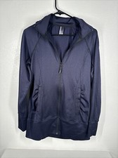 Mondetta Womens Hooded Knit Athletic Jacket Purple Herringbone Full Zip Size S