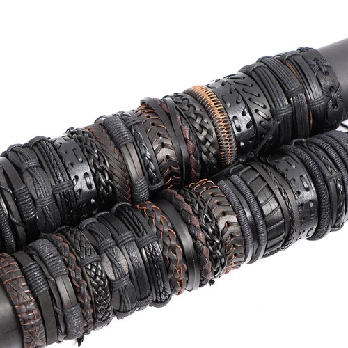 10/20/30/50/100 piezas/lote pulseras de cuero para mujeres hombres brazalete estilo mezcla - Imagen 12 de 26