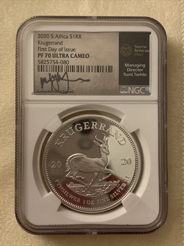 2020- South Africa Krugerrand S1KR- NGC- PF70UC- FDOI- Tumi Tsehlo Hand Signed