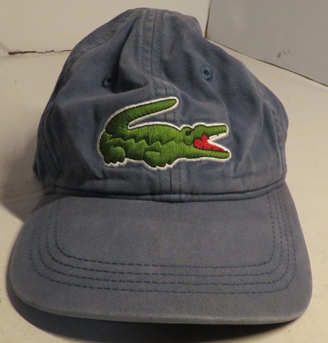 AUTHENTIC LACOSTE LARGE CROC LOGO ADJUSTABLE BASEBALL HAT CAP LIGHT BLUE GUC - Picture 2 of 21