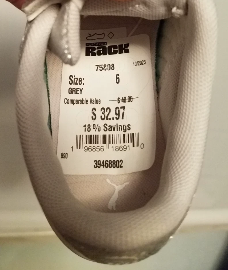 NUEVOS ZAPATOS INFORMALES PUMA Kinder Fit plata rosa brillo niñas pequeñas talla 6 Foto 4 de 4