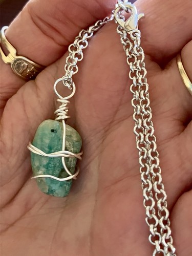 Amazonite Wire Wrapped Stone Pendant - Picture 3 of 4