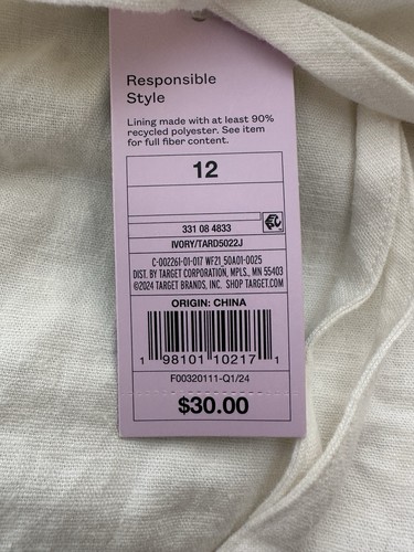 Neu mit Etikett Wild Fable Damen Kleid A-Linie Schnürung hinten Midi verstellbare Träger elfenbeinfarben 12 - Bild 6 von 6