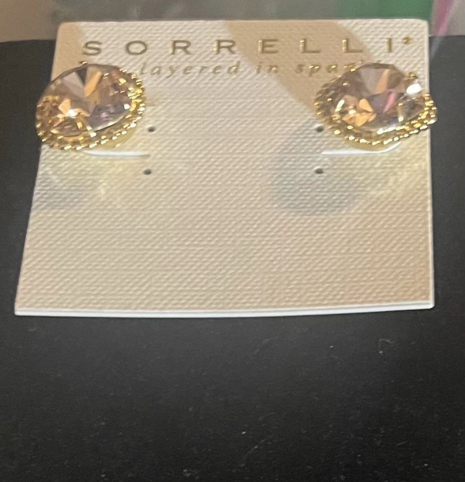 Juego de collar y pendientes Sorrelli tono dorado cristal llamativo tono champán cálido Foto 3 de 4