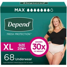 Depend Fresh Protection Adult Incontinence & Postpartum Underwear for Women 68