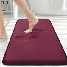 Memory Foam Bath Mat Extra Soft Absorbent Bathroom Rugs Non 30" x 20" Burgundy