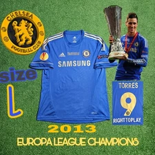 Adidas Chelsea FC Fernando Torres#9 2013 Europa League Final Jersey Rare L 