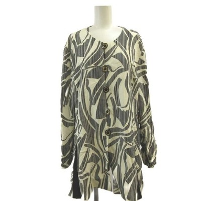 Sakai No-Color Abstract Pattern Jacket Women's Size 13 Off-White Black Excellent