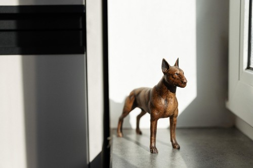 5,12" Bullterrier Holz Hund Figur-handgemachte Skulptur, Wohndeko Akzen...