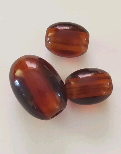 Chunky Oval Acrylic Beads For Jewellery Making Brown Amber Colour - Picture 2 of 3