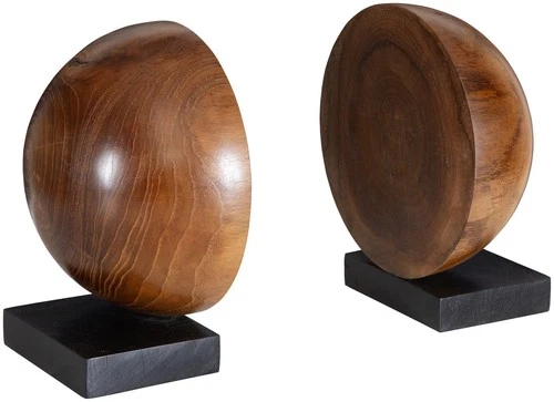Uttermost 17128 Teak And Noir 8"W Teak Wood Bookends - Set of 2 - Black - Picture 1 of 4