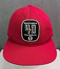 Telluride Mountainfilm hat snapback film festival patch cap made USA red cap