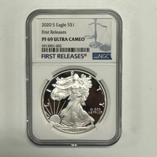 2020-S $1 American Silver Eagle First Releases Proof PF 69 U CAM NGC.