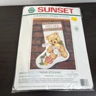 Sunset Counted Cross Stitch Kit Holly Angel & Friend Stocking 18323 Vintage 1991