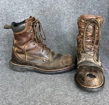 Red Wing Dynaforce 8” Boots Men's 9 D Made USA Lace Up 4200 Safety Toe - HOLE