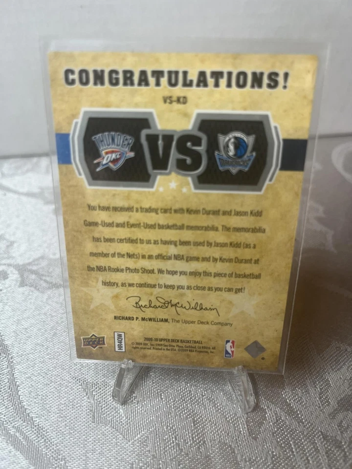 2009-10 UD Kevin Durant vs Jason Kidd dual gu jersey /570 - Image 2 of 2