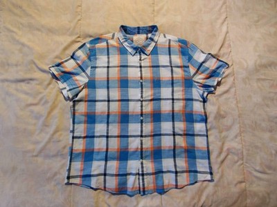 St. John s Bay Causal Short Sleeve Button-Up No Tuck Plaid Men s 2XL Shirt