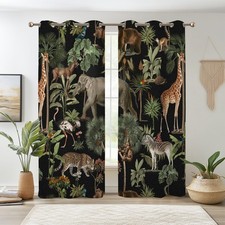 Tropical Jungle Animal Blackout Curtain Forest Safari Wildlife Animals World ...