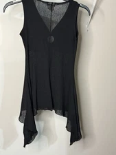 XS Rave Black Sheer Flow Sleeveless Top Blouse Shirt Women Good Cond 