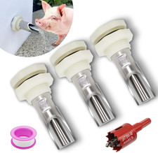 3 PCS Pig Nipple Waterer for Barrel Kit Automatic Pig Waterer System 1/2 Inch St