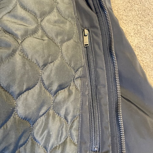 Dockers Bomber Aviator Jacket Mens Medium Navy Quilted Lining Roll Away Hood - Picture 13 of 17
