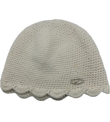 Nike Floral Tulip Beanie Knit Hat White Beige 2000s Y2K
