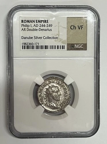 Roman Philip I Silver AR Double Denarius AD 244-249 NGC Ch VF Liberalitas