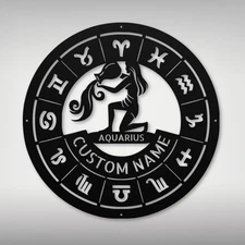 Personalized Aquarius Zodiac Metal Sign Astrology Home Decor Gift for Aquarius