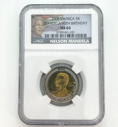 2008 Nelson Mandela S.Africa 90th Birthday MS66 NGC Coin 3799141-101