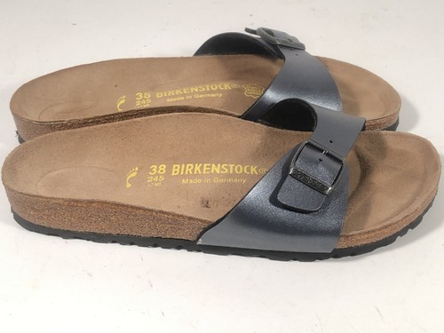 Mujer Birkenstock Madrid Azul Hebilla Corcho Cama Sandalias 38US 7 Hecho En - Imagen 3 de 12