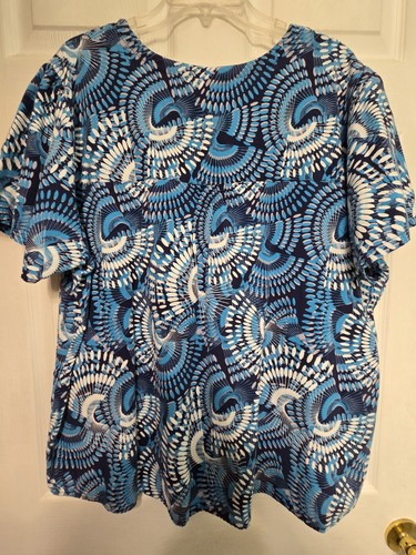 Grey's Anatomy Scrub Top size 3XL-Navy/Grey/Blue V-Neck-Chest 27.5"/L 28" - Picture 2 of 5