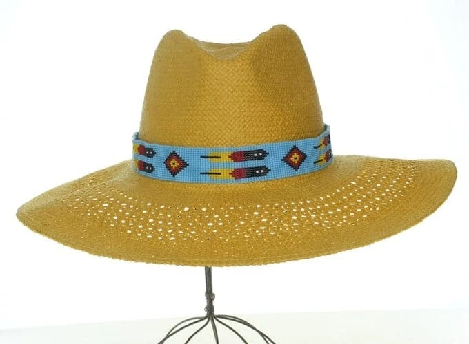 Beaded Hat Band Geometric Southwestern Pattern Cowboy Rode Handmade hatband