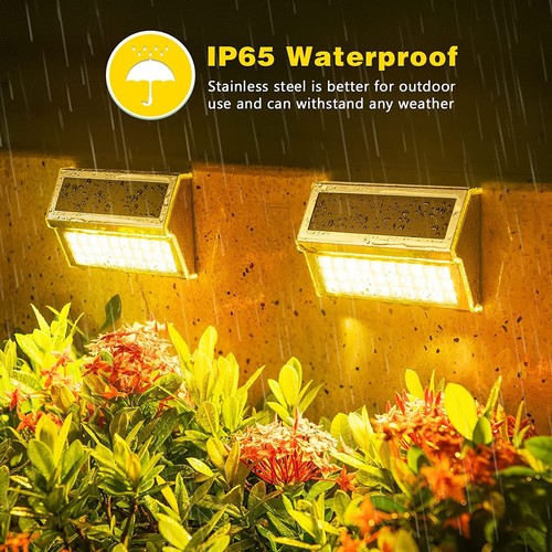 Solar Fence Lights, Deck Lights Outdoor Waterproof with 30 LED Stainless Steel - Bild 10 von 19