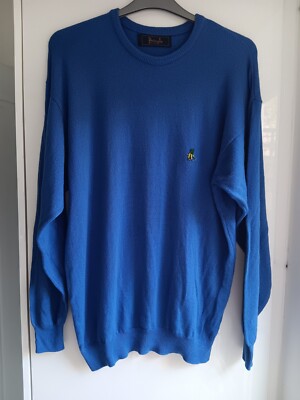 MENS WOOL BLUE PRINGLE GOLF JUMPER SIZE M UK