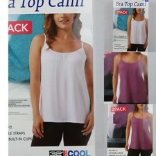 32 Degrees Women's 2 Pack Bra Top Cami Plum/Black White/Teal S M L XL Wirefree
