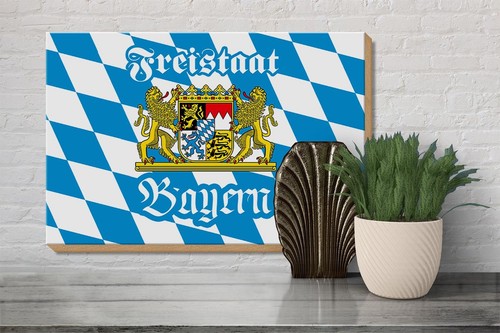Holzschild Bayern 30x20 cm Freistaat Bayern Wappen Holz Deko Schild wooden sign - Picture 4 of 5