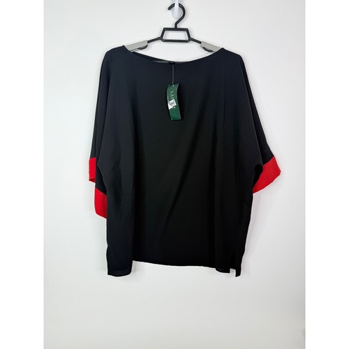 Lauren Ralph Lauren Top Blouse Women's XL Colorblock Batwing Top Black