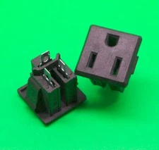 2 Pcs AC 125V 15A Panel Mount Power Socket Connector Black for US Plug