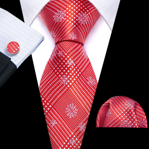Mens Ties Blue Floral Checks Striped Paisley Silk Necktie Hanky Cufflink Set 3PC - Picture 198 of 210